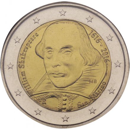 Сан-Марино 2 евро 2016 год - Уильям Шекспир