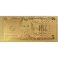 Сувенирная банкнота США 5 долларов (золотые) - UNC