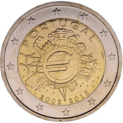 Португалия 2 евро 2012 год - 10 лет наличному обращению евро