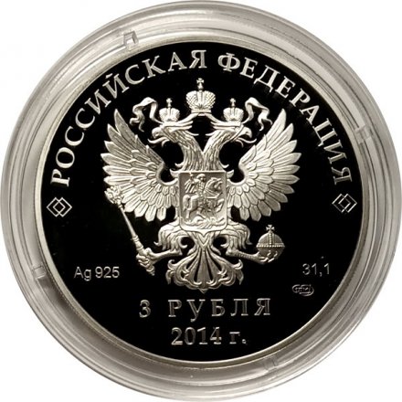 Россия 3 рубля 2014 год - Сочи 2014. Лыжные гонки (цветная)