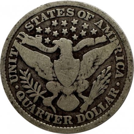 США 25 центов (1/4 доллара) 1898 год (без отметки МД)