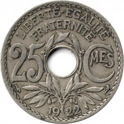 Франция 25 сантимов 1922 год