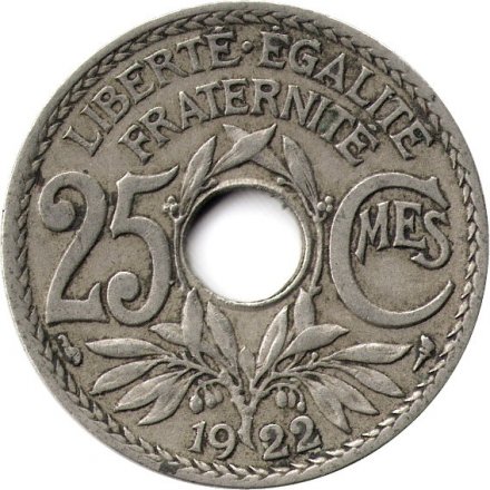 Франция 25 сантимов 1922 год