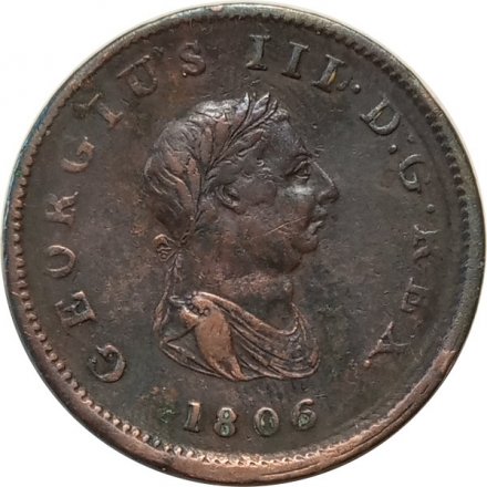 Великобритания 1/2 пенни 1806 год Георг III