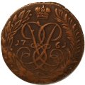 2 копейки 1761 год (номинал под Св. Георгием, гурт сетчатый) Елизавета Петровна (1741 - 1762) - F+