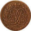 2 копейки 1761 год (номинал под Св. Георгием, гурт сетчатый) Елизавета Петровна (1741 - 1762) - F+