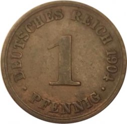 Германия 1 пфенниг 1904 год (A)