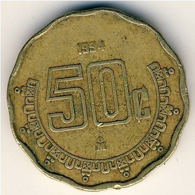 Мексика 50 сентаво 1994 год