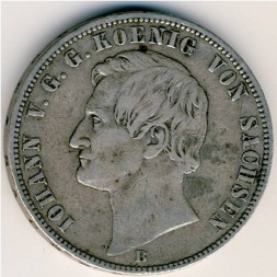 Монета Саксония 1 талер 1862 год