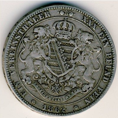 Саксония 1 талер 1862 год