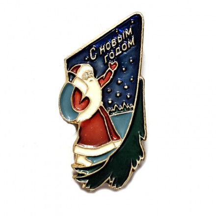 Значок С новым годом. Дед мороз