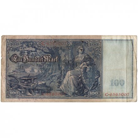 Германия 100 марок 1910 год (красная печать) - F