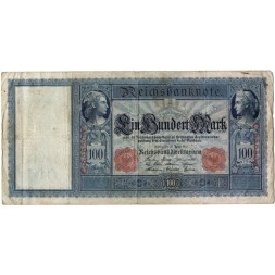 Германия 100 марок 1910 год (красная печать) - F