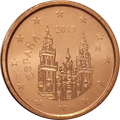 Испания 1 евроцент 2015 год - Кафедральный собор Сантьяго-де-Компостела