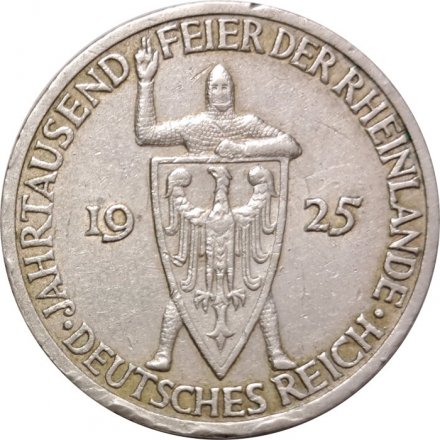 Веймарская республика 3 рейхсмарки 1925 год (А) - Тысячелетие Рейнской области (Рейнланда)
