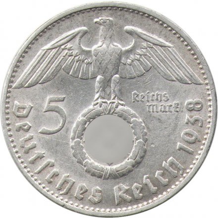 Третий Рейх 5 рейхсмарок 1938 год (D)