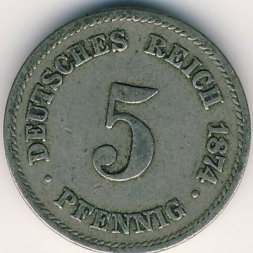 Германия 5 пфеннигов 1874 год