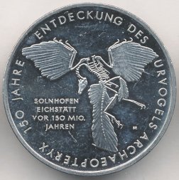 Германия 10 евро 2011 год - 150 лет открытию Археоптерикса