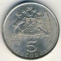 Чили 5 эскудо 1972 год - Вождь индейцев-мапуче Лаутаро (медь-никель)