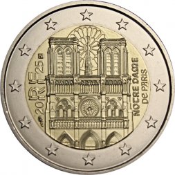Франция 2 евро 2025 год - Собор Парижской Богоматери