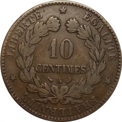 Франция 10 сантимов 1897 год (отметка "факел" справа от отметки монетного двора)