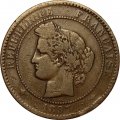 Франция 10 сантимов 1897 год (отметка &quot;факел&quot; справа от отметки монетного двора)