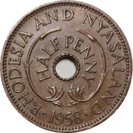 Родезия и Ньясаленд 1/2 пенни 1958 год