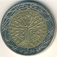 Монета Франция 2 евро 1999 год - Стилизованное дерево