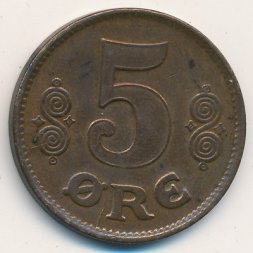Дания 5 эре 1919 год