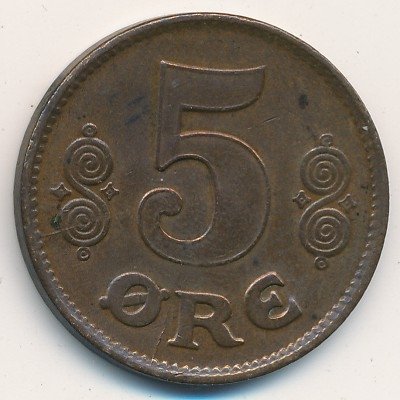 Дания 5 эре 1919 год