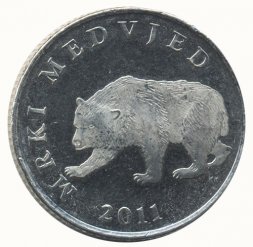 Хорватия 5 кун 2011 год - Бурый медведь