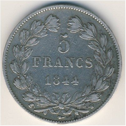 Франция 5 франков 1844 год