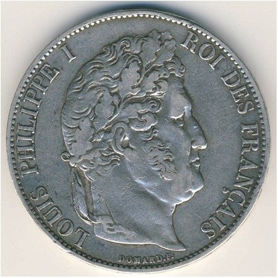 Франция 5 франков 1844 год