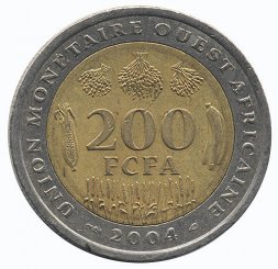 Западная Африка 200 франков 2004 год
