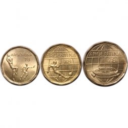Набор из 3 монет Аргентина 1977 год - Чемпионат мира по футболу, Аргентина 1978