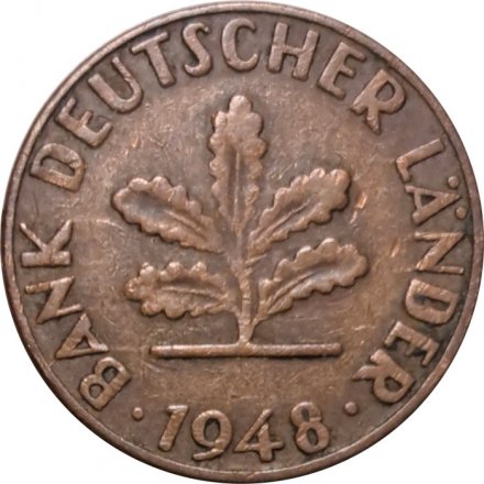 ФРГ 1 пфенниг 1948 год (D)