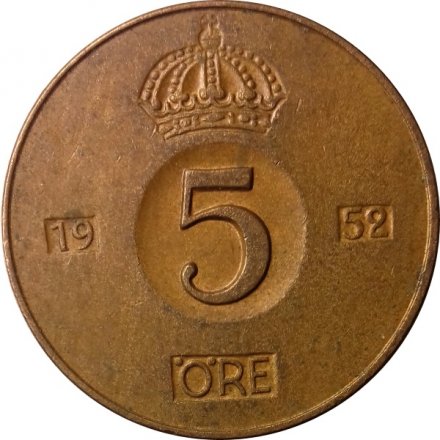 Швеция 5 эре 1952 год