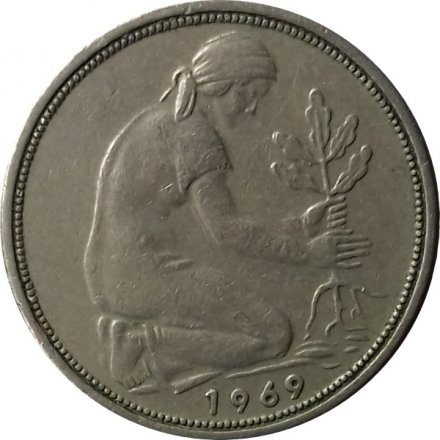 ФРГ 50 пфеннигов 1969 год (D)