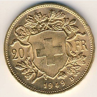 Швейцария 20 франков 1949 год