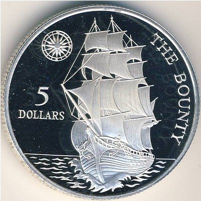 Ниуэ 5 долларов 1992 год - Корабль Баунти (HMS Bounty)