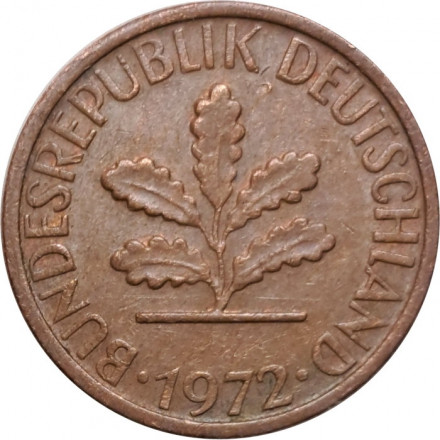 ФРГ 1 пфенниг 1972 год - D