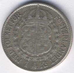 Швеция 1 крона 1940 год - Король Густав V