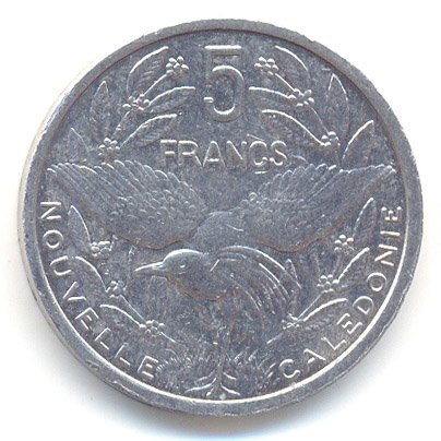 Новая Каледония 5 франков 1990 год