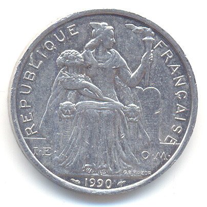 Новая Каледония 5 франков 1990 год