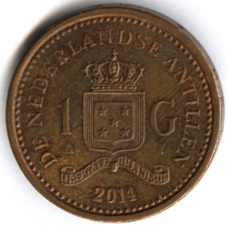 Монета Антильские острова 1 гульден 2014 год