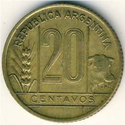 Аргентина 20 сентаво 1943 год