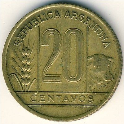 Аргентина 20 сентаво 1943 год