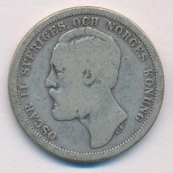 Швеция 1 крона 1881 год - Король Оскар II