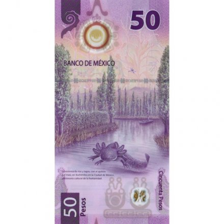 Мексика 50 песо 2023 год - Мехико, основание Теночтитлана. Экосистема Ахолоте - UNC