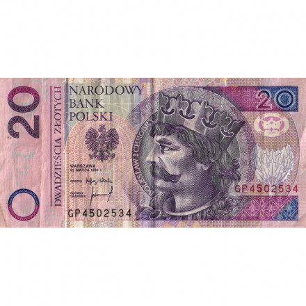 Польша 20 злотых 1994 год - Король Болеслав Храбрый F